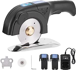 Electric Rotary Cutter Cordless Fabric Cutter Electric Scissor with Direct Drive Brushless Servo Motor, 2 Batteries, Intelligent Stepless Speed Regulation (100mm)