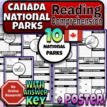 Canadian National Parks Reading Comprehension   Poster Activity