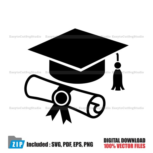 Graduation SVG: Cap Diploma Vector Student Cricut PNG Printable Design (digital Download) - Etsy