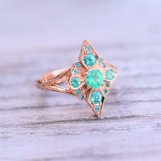 Brazilian Paraiba Tourmaline Ring in 18K Rose Gold - Etsy