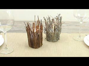 DIY rustic twig candle holder