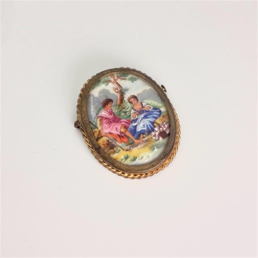 Vintage Genuine French Limoges Hand Painted Porcelian Cameo Bronze Necklace Choker Pin - Etsy Canada