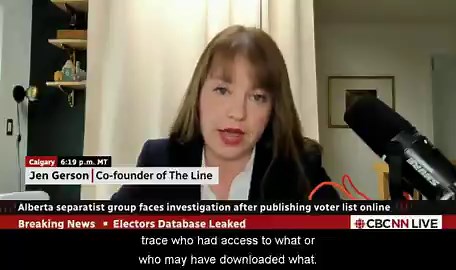 CBC, that really should have been all over this leaked Alberta 2.5M person voter list story, gets schooled by Jen Gerson of the Line"Right now we have... Elections Alberta blaming the scope of the legislation for their inability to investigate for more than a, for several weeks after they were warned.""We've got the government throwing Elections Alberta under the, under the bus and we've got the separatists all turning on each other over this. So it's been quite a day.""...it really would have t