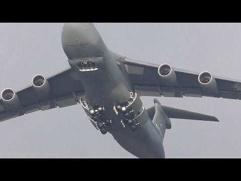 US Air Force Lockheed C-5 Super Galaxy push back,start up,taxiing,take off at ZRH (WEF2020/with ATC)