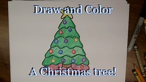 How to draw a cartoon Christmas Tree, easy tutorial for kids
