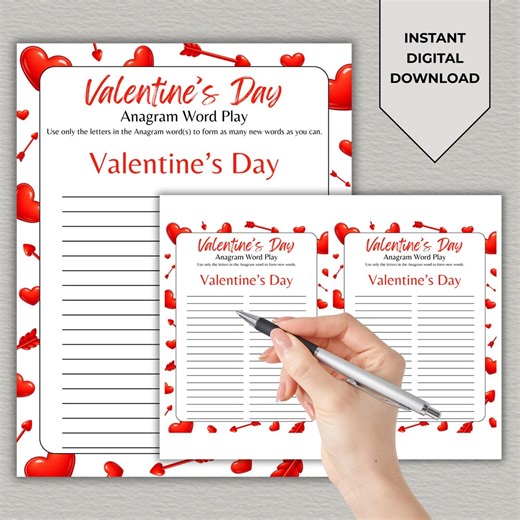 Valentine’s Day Anagram Game Printable | Valentine Word Challenge for Teens & Adults | Classroom Valentine Activity | Instant Download - Etsy