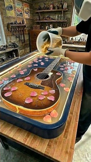Epoxy Resin Guitar Table 🎸✨ (Amazing Custom Furniture Transformation)
