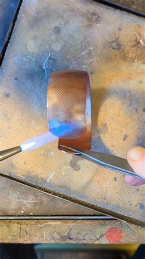 Deb - Artisan Jeweller on Instagram: "If you are new here, flamepainting is the controlled oxidization on copper. The achievable colours are exciting but take years of practice to gain full control. . . . #madeincanada #smallbatchjewellery #canadianjewellerydesigner #copperflamepainting #coppercuff"