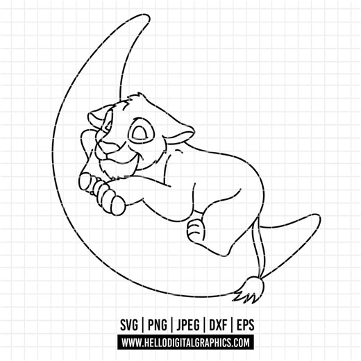 4329 - Baby Simba Sleeping SVG, EPS, PNG - Disneyy the Lion King, Little Simba Clipart Vector. Simba Outline, Line Art Svg. Simba Dtf - Etsy