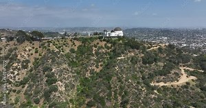 Famous Hollywood Sign in Los Angeles, California. Hollywood Sign in Mount Lee in LA. HOLLYWOOD, CALIFORNIA - MAY 14, 2022.