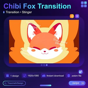 Chibi Red Fox Animated Transition | Stinger | Stream Animation | Overlay | Vtuber | Fox | Cute • Streaming Assets for Streamers - Etsy