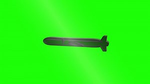 Submarine silhouette isolated on green screen background