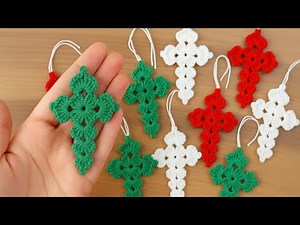 🎄EASY Crochet CHRISTMAS Cross Ornament 😍 Crochet Tree Ornament 😍 Crochet Cross