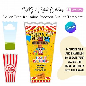 Popcorn Canva Template | Popcorn Bucket Template | Popcorn Box Template | DIY Popcorn Bucket | Popcorn Frame Template | Popcorn Favors - Etsy Australia
