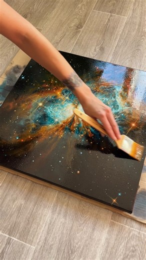 luksuppe on Instagram: "Varnishing my painting of SH2-106//Celestial Snow Angel Nebula🎨✨ 50x50cm - acrylic on canvas - satin varnish #varnish#cosmicart#varnishingpaintings#astroart#paintingoncanvas#artprocess#nebula#artstagram#galaxypainting#galaxy#spaceart#artdiary#paintstudio#universe#acrylicart#artstudio#nasa#acrylicpainting#varnishing#hubble#artistlife#spacelovers#acrylicpainter#acrylicpaintingoncanvas#acrylicartwork#artwork🎨"