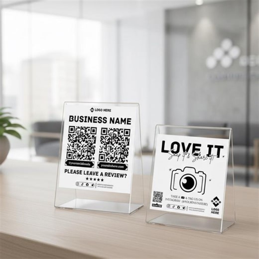 Editable Canva QR Code Review Card Template for Small Business, Social Media Snap & Share Insert Instagram Tag Card Instant Digital Download - Etsy Canada
