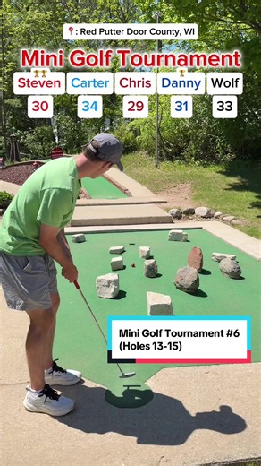 Mini Golf Tournament #6 18 holes (Holes 13-15) The head pro Chris in the lead! Can any of us make a comeback? #golf #minigolf #puttputt #golftiktok @Twin Tour Golf @Steven Sanicki @Carter Steffes
