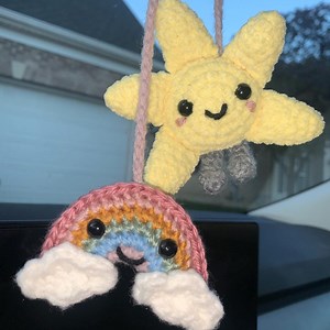 Crochet Sun and Rainbow Car Hanger Pattern: No-sew Amigurumi (PDF Pattern) Hanging Keychain - Etsy