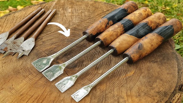 Creating Custom Chisels from Old Drills and Epoxy Handles for Your Workshop