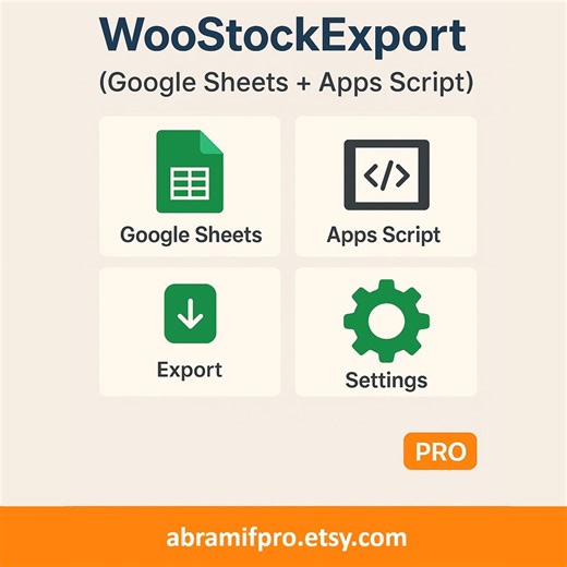 Woostockexport — Google Sheets Apps Script for Woocommerce (export/import Prices & Stock) | Digital - Etsy