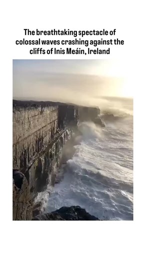 Rare Folio on Instagram: "- The post showcases a 35-second video of towering Atlantic waves, up to 10 metres high, surging against Inis Meáin's sheer cliffs at sunset, capturing the raw power of winter storms and garnering 15,000 views shortly after posting. - Inis Meáin, the quietest of Ireland's Aran Islands, features dramatic 30-metre limestone cliffs battered by the North Atlantic, a Gaeltacht region preserving Irish language and traditions amid frequent gales. - Such colossal waves stem fro