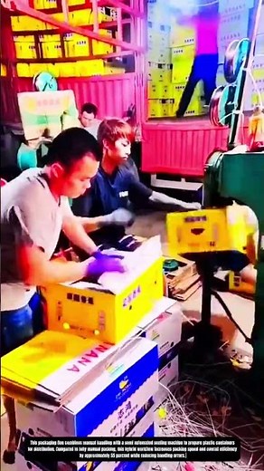Manual Assembly Line Packaging Plastic Containers Using Semi Automated Sealing Machine