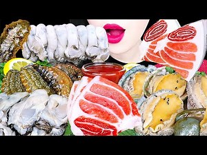 ASMR RAW SEAFOOD MUKBANG 참치 배꼽살, 해삼, 굴, 전복회 먹방 TUNA OYSTER SEA CUCUMBER ABALON EATING MUKBANG KOREAN