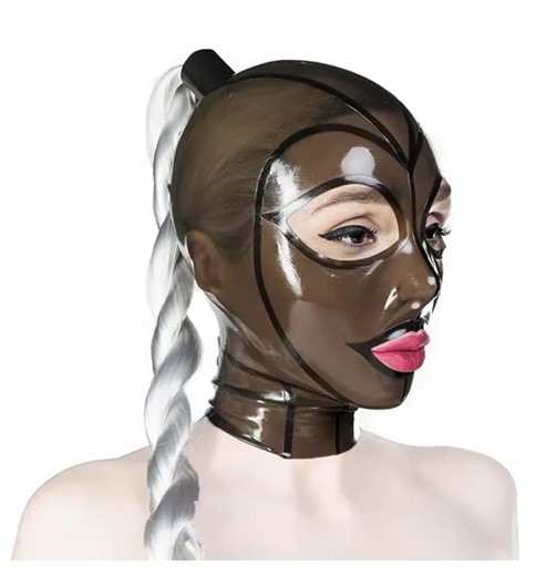 Latex Hood Mask Holiday Rubber Full Face Pink and Black Strips With Ponytail Wig Latex Mask - Etsy UK