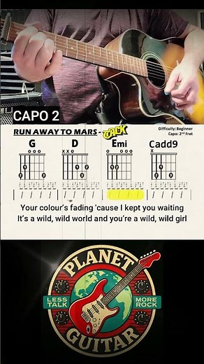 How to Play "RUN AWAY TO MARS" by TALK (Capo 2) | Beginner Guitar Play-Along + Chords & Lyrics
