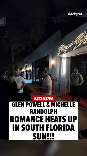 EXCLUSIVE 🚨Glen Powell & Michelle Randolph heat up Miami 🌴🔥The two were spotted leaving a South Beach hotel and heading to a private airport together. Full story at link in bio.