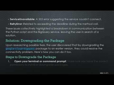 Resolving the ServiceUnavailable Error When Connecting to BigQuery with Python