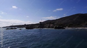 Leo Carrillo State Park coastline in California, wide aerial