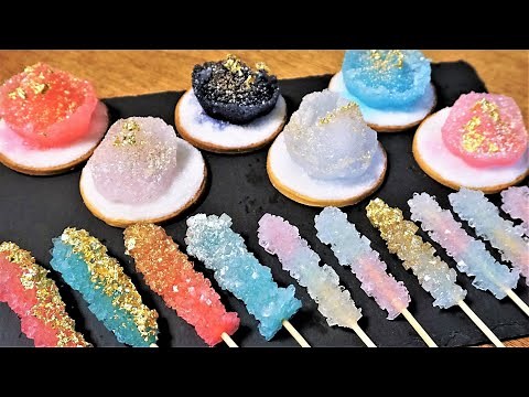 金箔ロックキャンディ💎作り方＊可愛い宝石の飴とクッキー＊クリスタル＊砂糖のお菓子＊ DIY✨ Rock candy✨