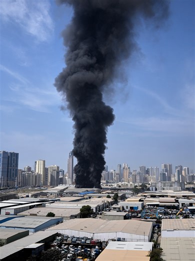 Smoke Plumes in Sharjah and Dubai from Iran's Strikes