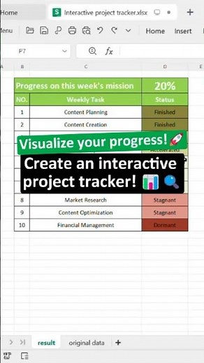 Visualize Your Progress! 🚀 Create an Interactive Project Tracker! #wps #excel #project #foryou #fyp