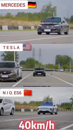 AEB Showdown: Mercedes vs Tesla vs NIO ES6 🛑🚗 #reels #shorts
