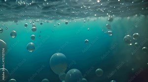 blue underwater air bubbles coming up to the surface water ocean animation