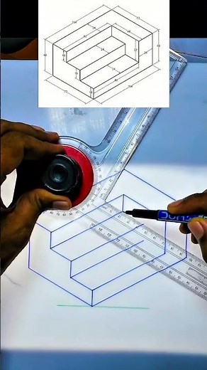 How to draw isometric view. #music #drafting #drawing #isometricdrawing #engineeringdrawing #tech
