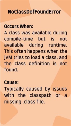 NoClassDefFoundError Vs ClassNotFoundException in Java
