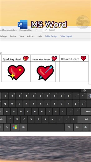 Love Emoji symbol unicode keyboard shortcut keys in ms word #shortsvideo #shorts #computer