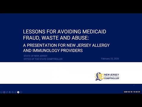 NJ Medicaid Provider Training: Fraud, Waste and Abuse Prevention for Allergy & Immunology Practices