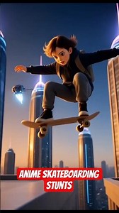 “Epic Anime Skateboarding Stunts Across Skyscrapers 🌆🔥 Ultra-Realistic Action Shot | AI Animation”