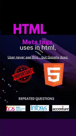 Meta tag uses in HTML part-16 #html5 #coding #css3 #interviewquestions #frontend #developer #reactjs