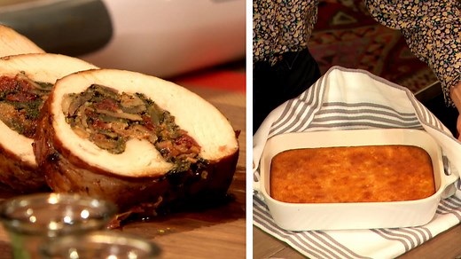 23K views · 292 reactions | Drew and Pilar make a Thanksgiving feast starring recipes from their book Rebel Homemaker, including turkey roulade and corn casserole! | The Drew Barrymore Show | Facebook