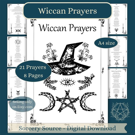 Wiccan Prayers Ebook, Beginner Witch Grimoire Pages (digital Book) - Etsy