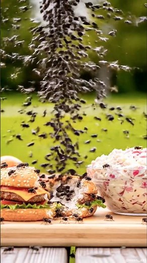 Shocking Swarm of Flies on Food #shorts #flies #animals