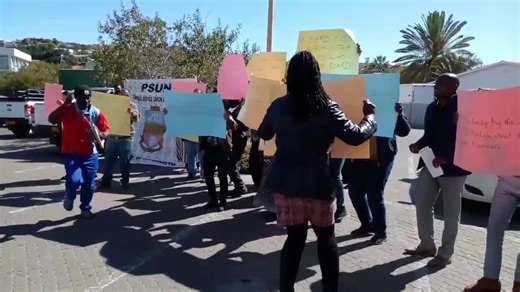 RCC workers have demonstrated against their interim board this afternoon calling for the ouster of its chairperson in Klein Windhoek, Hydas Centre. They have accused the board of making illegal deductions from employees' salaries, making unilateral revision of staff leave days to 60, unilaterally cancelling vehicle insurance policy, and revising fuel benefits without consulting the recognised trade union, the Public Service Union of Namibia (PSUN) | Eagle FM Namibia