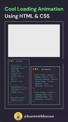 Hassan🕊️ on Instagram: "Awesome Cool Laoding Animation using HTML CSS JavaScript ,Simple Website Loading with Slider #webdevelopment #javascript #angularjs #ui #ux"