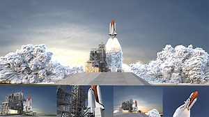 Space Shuttle Launch into Blue Sky Animation