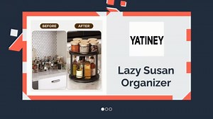 YATINEY Lazy Susan Organizer, Rotating Spice Rack, 2 Tier Spice Turntable Organizer, Industrial Turntable Spice Holder, for Kitchen Countertop and Cabinet, Compact and Versatile, Black SR22BK